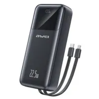Awei P106K 10000mah 22.5W Fast Charging Black Power Bank with Type C & Lightning Cable